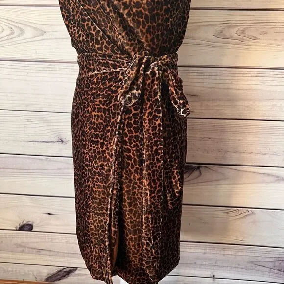 J.Crew Brown Leopard Print Velvet Wrap Dress - Picture 12 of 12